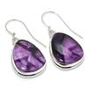 Natural Brazilian Amethyst Gemstone 925 Solid Sterling Silver Earring 1.75" L0F83