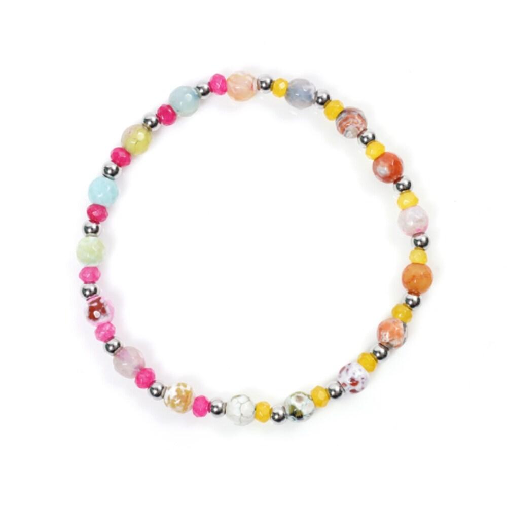 

[Jbans Classic] Candy Color Surgical Steel Ball Mixed Gemstone Bracelet (Y2101-Ac015_Pk) For men