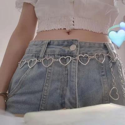 Hosenbund Hose Klassische Taillenkette Liebesherz Hohlgürtel Damen Hip Hop Stil Mode Feine Gürtel Trendige Bekleidungsaccessoires