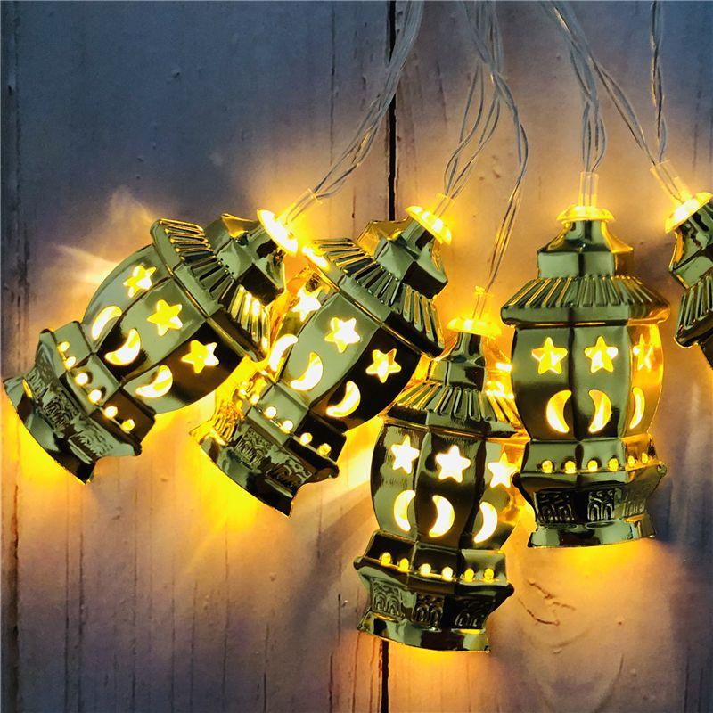 Eid Ramadan Mubarak Lantern Led Fairy String Light Moon Star Islam Decor Muslim