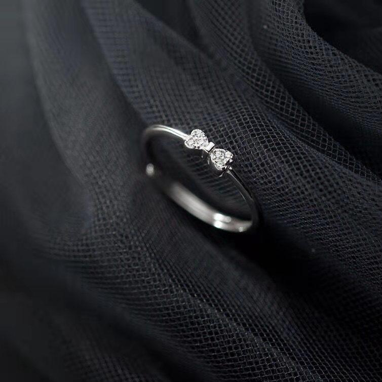 925 Sterling Silver Bow Ring - Women's Adjustable Open Design, Trendy Niche Style Jewelry