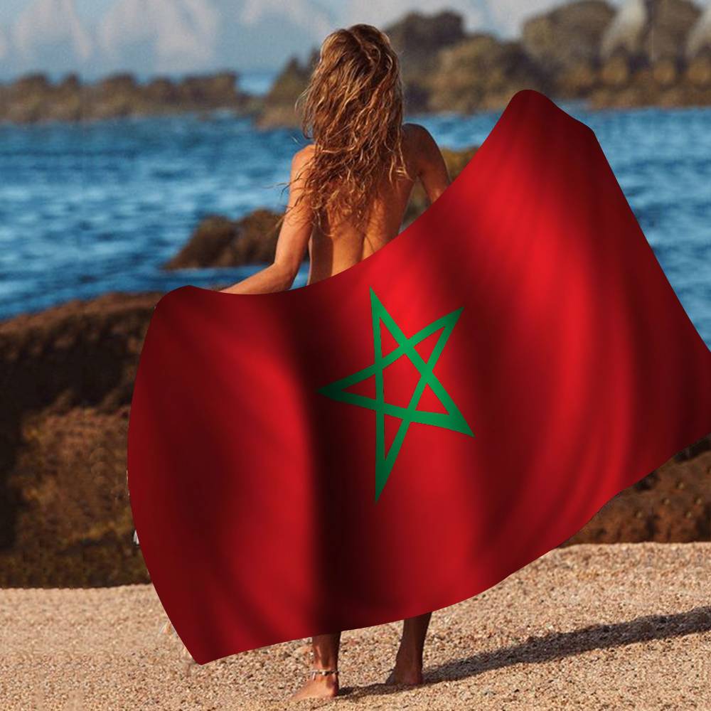 M-Marocco Mappa Bandiera Grande Asciugamani da Spiaggia in Microfibra Asciugatura Rapida Asciugamano Sabbia Asciugamani da Spiaggia Asciugamano Piscina Per Viaggio Nuoto Piscina Yoga