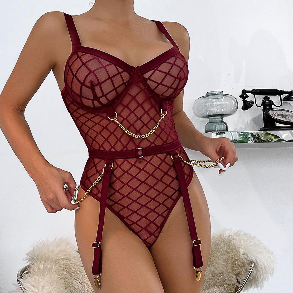 Hot Selling Erotic Large Mesh Underwire Lingerie Bodysuit - Comfortable, Slimming Design for Women