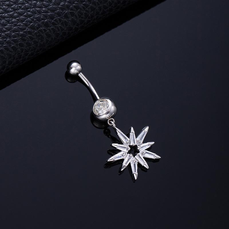 Piercing per Ombelico Microstone Chiodi per Ombelico Vento Farfalla Amore Anello per Ombelico Stella Luna Fiore Femminile Fibbia per Ombelico