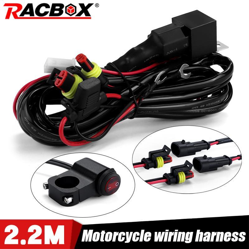 12V 1.6M/2.2M Motorcycle Wiring Relay Harness Switch For LED Spotlight Fog Light With Fuse Electric On Off Switch Cable 2 Wires