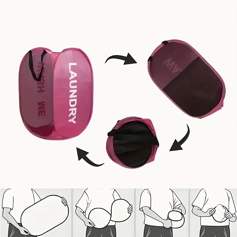 Foldable Laundry Basket with Handle - Foldable Mesh Fabric Laundry Basket,  Space Saving, Suitable for bathrooms,Laundry Baskets