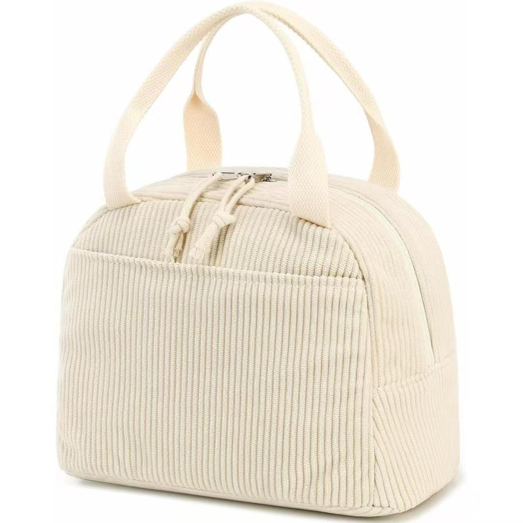 Corduroy Strawberry Ice Pack Insulated Lunch Bag - Large Capacity for Travel, Business, or Picnic