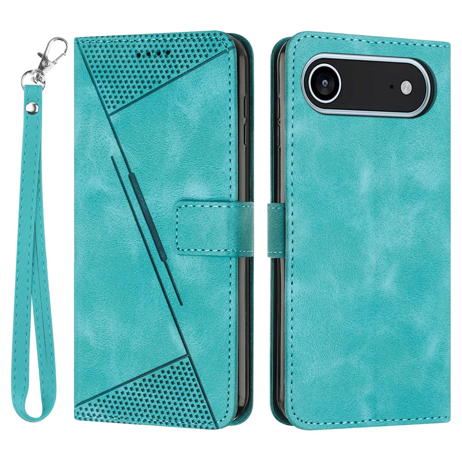 For iPhone Air Leather Case Imprinted Triangle Phone Cover with Hand Strap C