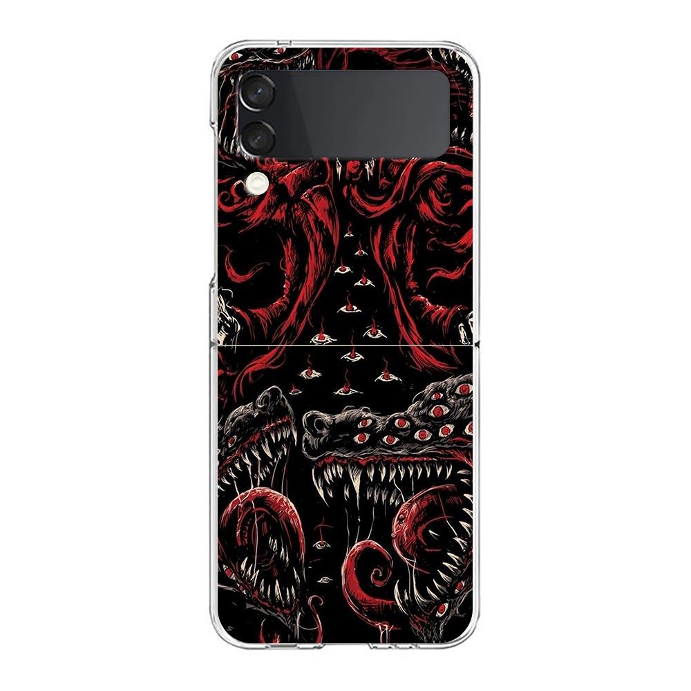 Phone Cover For Samsung Galaxy Z Flip 6 5 4 Case Transparent For Samsung Z Flip 3 Hard PC Foldable Shell The Eye Of Cthulhu Bags