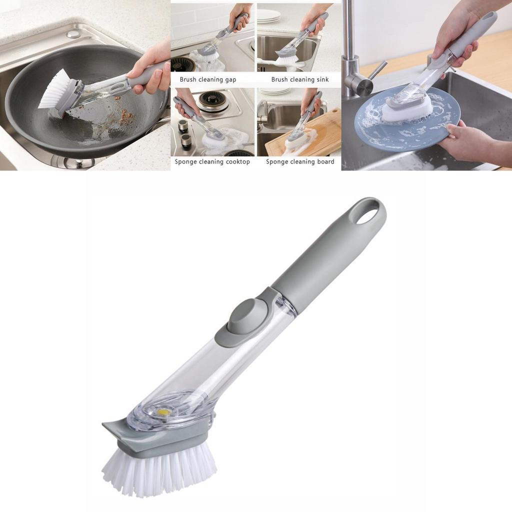 Hassle-free Pot Cleaning With Liquid Dispensing Brush