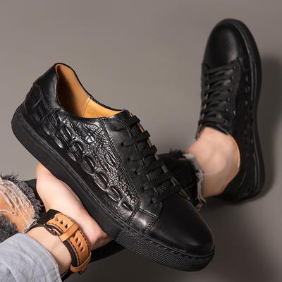 Fashion Luxury Men's Casual Shoes Plus Size 36-46 High-end Crocodile Pattern Man Leisure Sneakers Genuine Leather Outdoor Walking Fltas