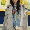 FILA X Van Gogh Museum Logo Print Color Block Sports Knit Sweatshirt Women sweatshirts Cloud-White F11W218214F-WT