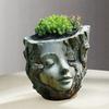 Resin Crafts Girl Face Flowerpot Funny Figure Planter Tree Stump Girl Pot  Living Room Decoration