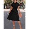 Sommer Kurzarm Casual Shirt Kleid Frauen Elegante Revers Lace Up A-linie Kleid Weibliche Button Up Fashion Party Lose Lange kleider Kleidung 805