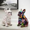 Kawaii Painted Bulldog Statue Cartoon Colorful Dog Statue Graffiti French Bulldog Statue  Children