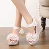 Fashion Sandals Women's Floral Pattern Bowknot Decor Platform Wedge Espadrilles Platform Bow High Heels Women's Slippers Shoes