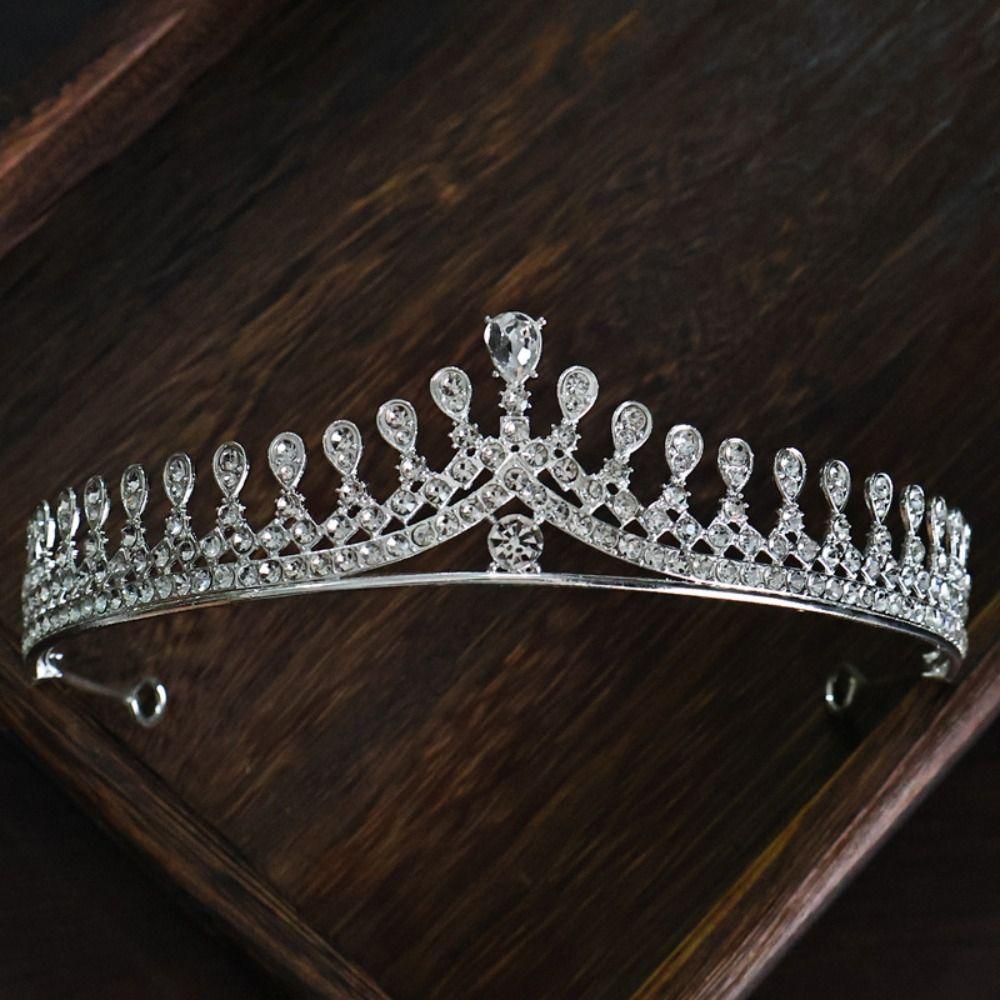 Zircon Crystal Bridal Crown Shiny Princess Tiara Fashion Rhinestone Headband  For Birthday
