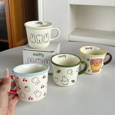 Miffy Hase Neuer Henkel Keramiktasse Kawaii Hasen Print Markierung Milch Kaffeetasse Modischer Instagram Stil Zuhause Niedliche Tasse