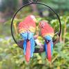 Parrot Pendant, Waterproof Resin Outdoor Garden Decoration with Iron Ring Suspension, Realistic Macaw Pair Hanging Ornament for Balcony Trees Indoor