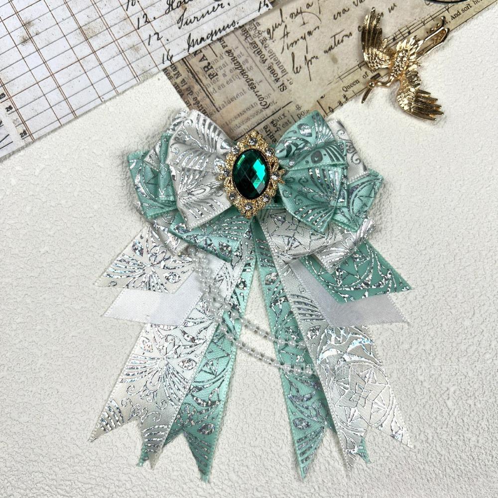 

Мини галстук-бабочка с цветком, брошь со стразами, броши для одежды, аксессуары для косплея в стиле Лолита светло-зеленый