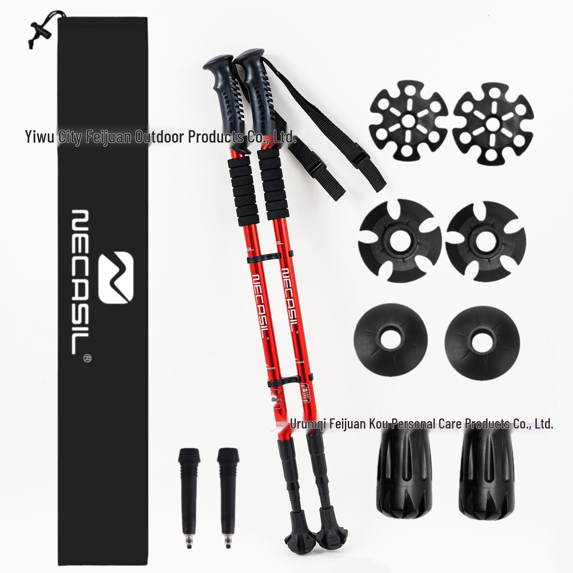 Three-Section Aluminum Alloy Shock-Absorbing Hiking Poles with Straight Handle 65-135 cm