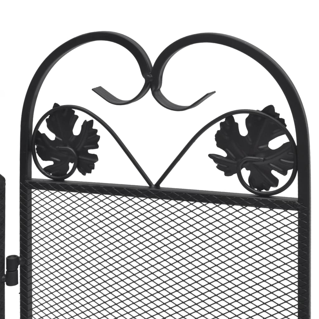 Vidaxl 3-Panel Fireplace Screen, Metal, Black