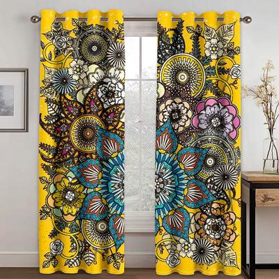 Bohemian Ethnic Style Digital Print Curtain Living Room Bedroom Home Beautification Polyester Fiber Curtain Fabric Two Panels
