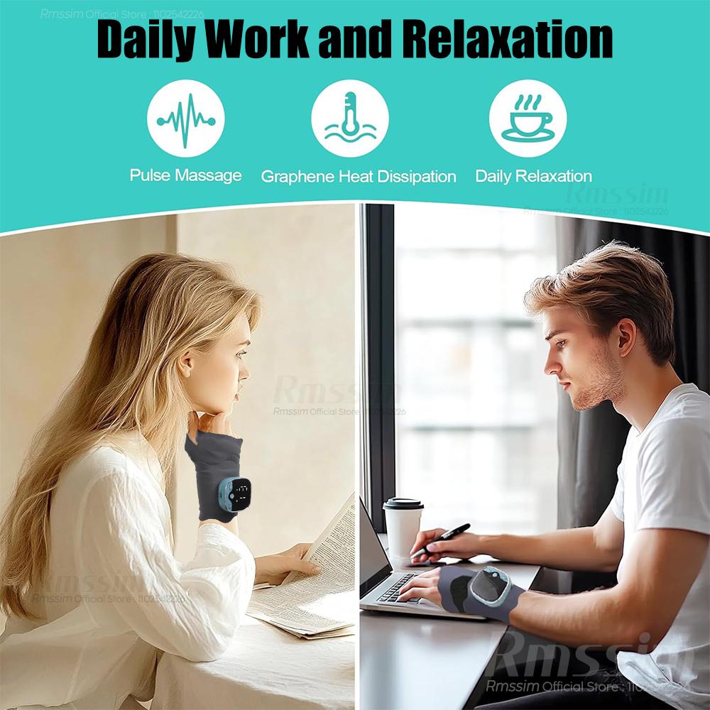 Electric Heating Wrist Massager 5 Levels Hot Compress 3 Levels Vibration Massage Wrist Guard Band Carpal Tunnel