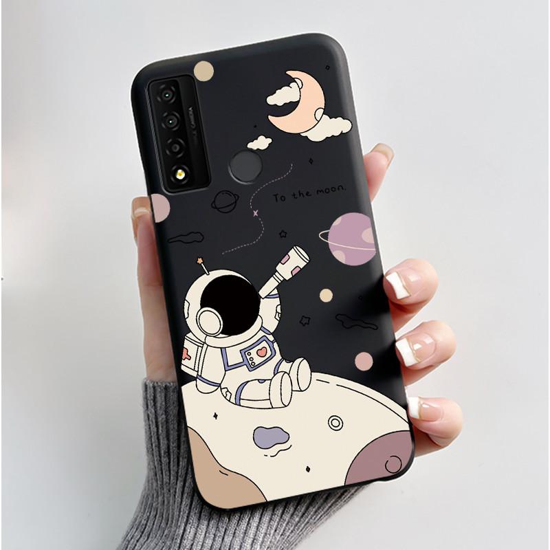 Casing For TCL 20 XE Case Aesthetic Fashion Cute Cat Astronaut Black Soft Silicone Protective Back Cover For TCL 20XE Phone Case