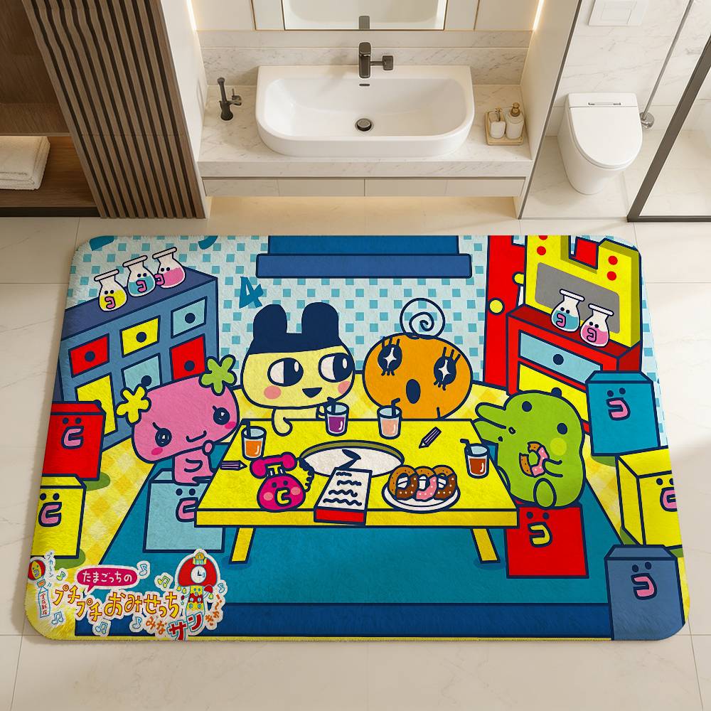 Tamagotchi Cut Friend Floor Mat INS Style Soft Bedroom Floor House Laundry Room Mat Anti-skid Household Carpets