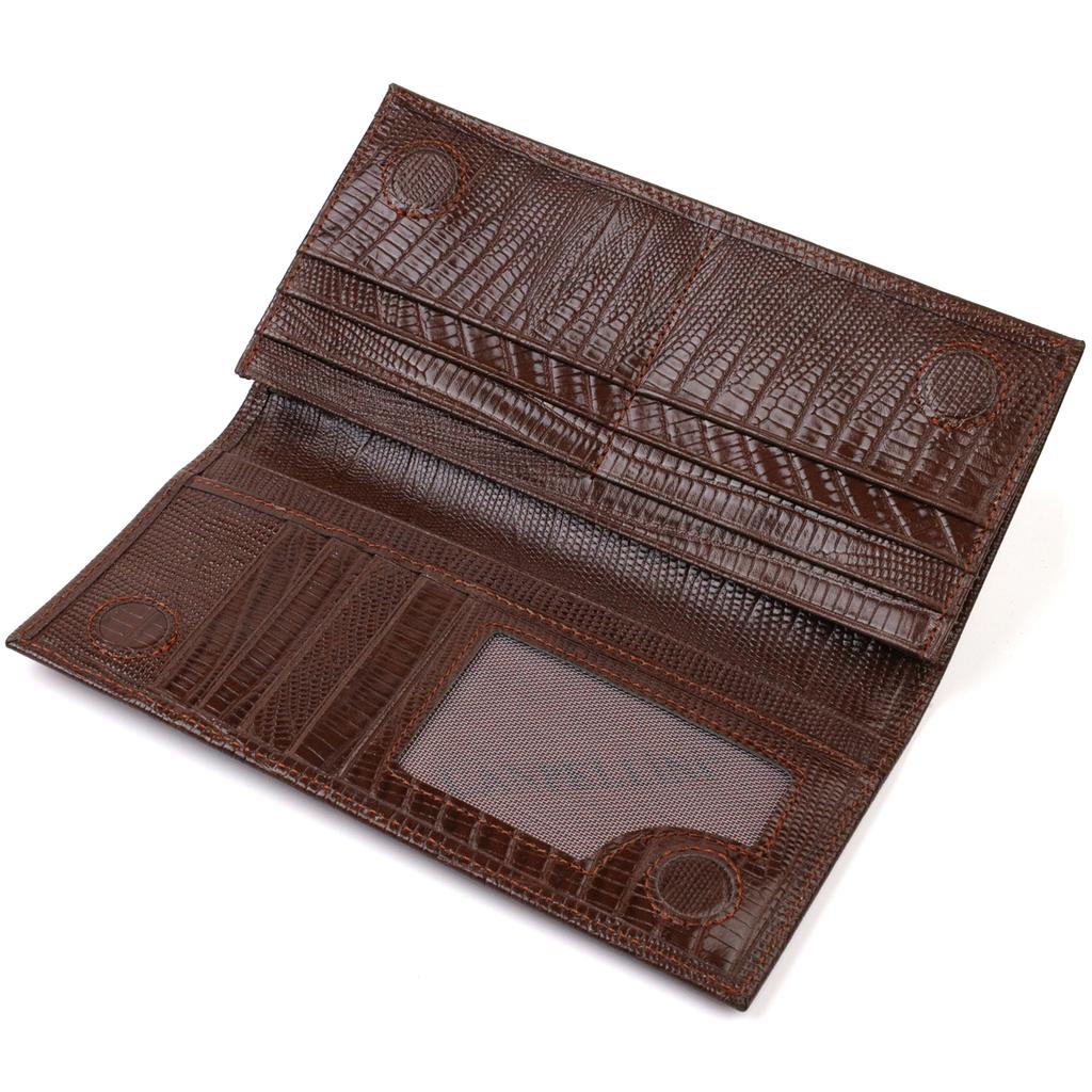 Textured Men's Vertical Wallet Made of Genuine Leather with Embossed CANPELLINI 21899 Brown