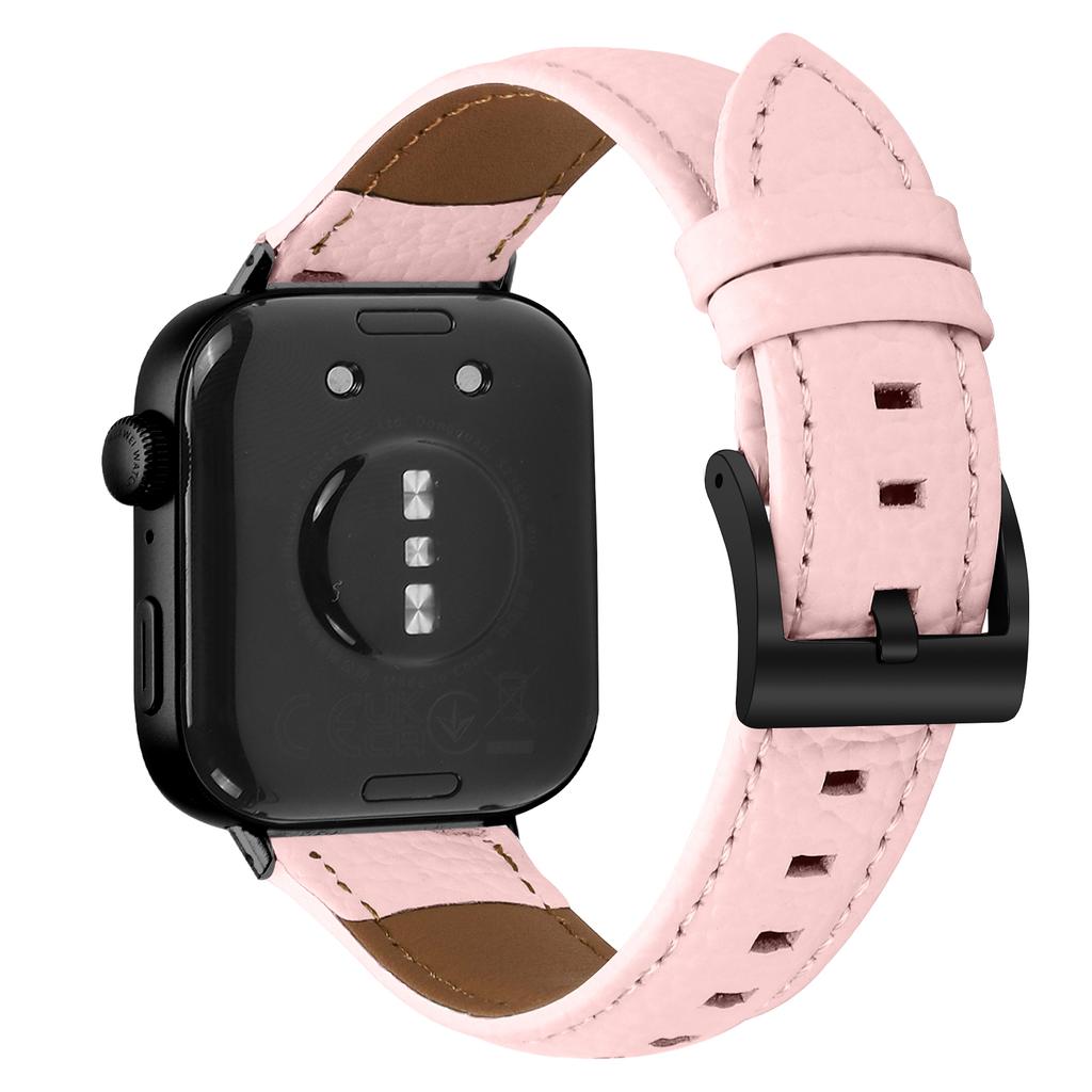 Litchi Textured Genuine Cow Leather Strap with Electroplated Buckle for Huawei Watch Fit 4 Pro/Fit 4/Fit 3 Pointed-End Watch Band