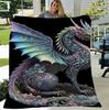 All-Season Colorful Dragon Print Flannel Blanket Comfortable Warm Soft Throw for Outdoor Travel Blankets