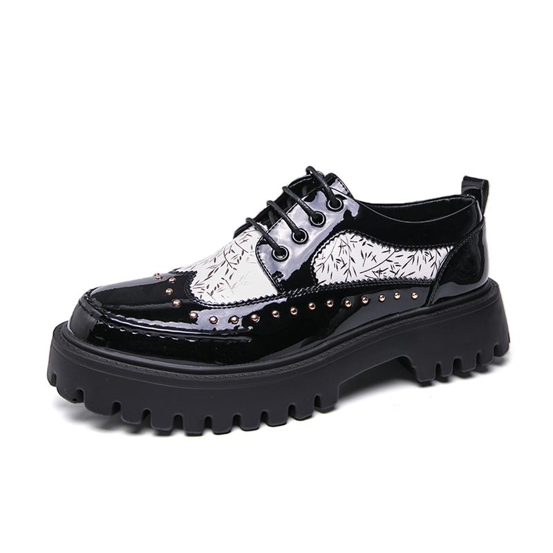 

Men Derby Shoes PU Splicing Rivet Decorati Thick Bottom Anti Slip Comfortable Men Shoes Sizes 38-46 38