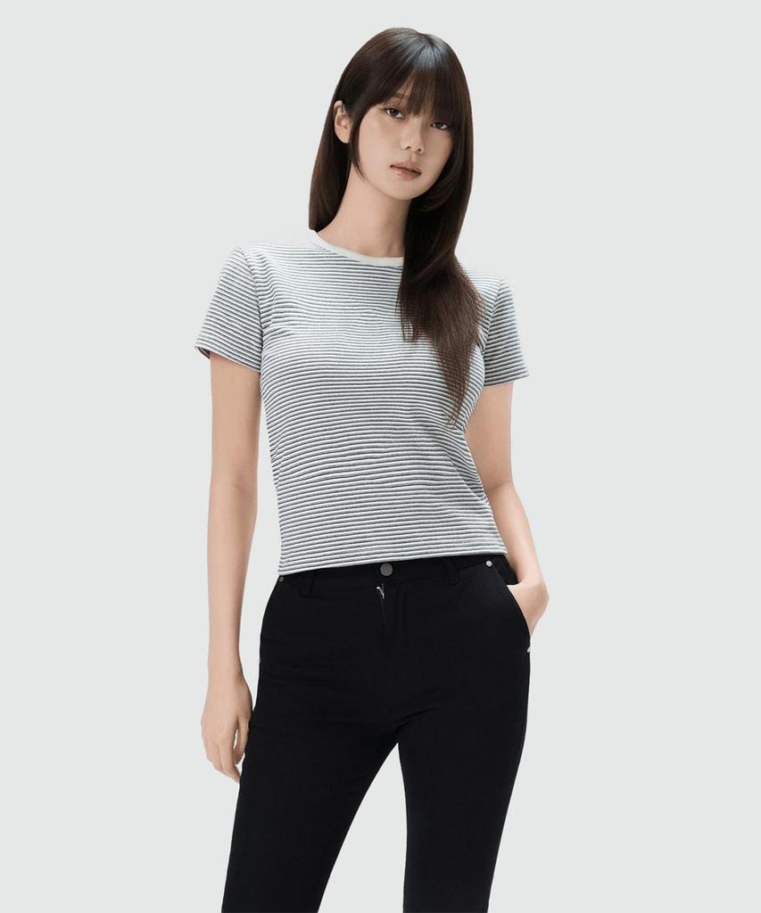 MIXXO Striped Short Sleeve T-Shirt_Miwhwg709S