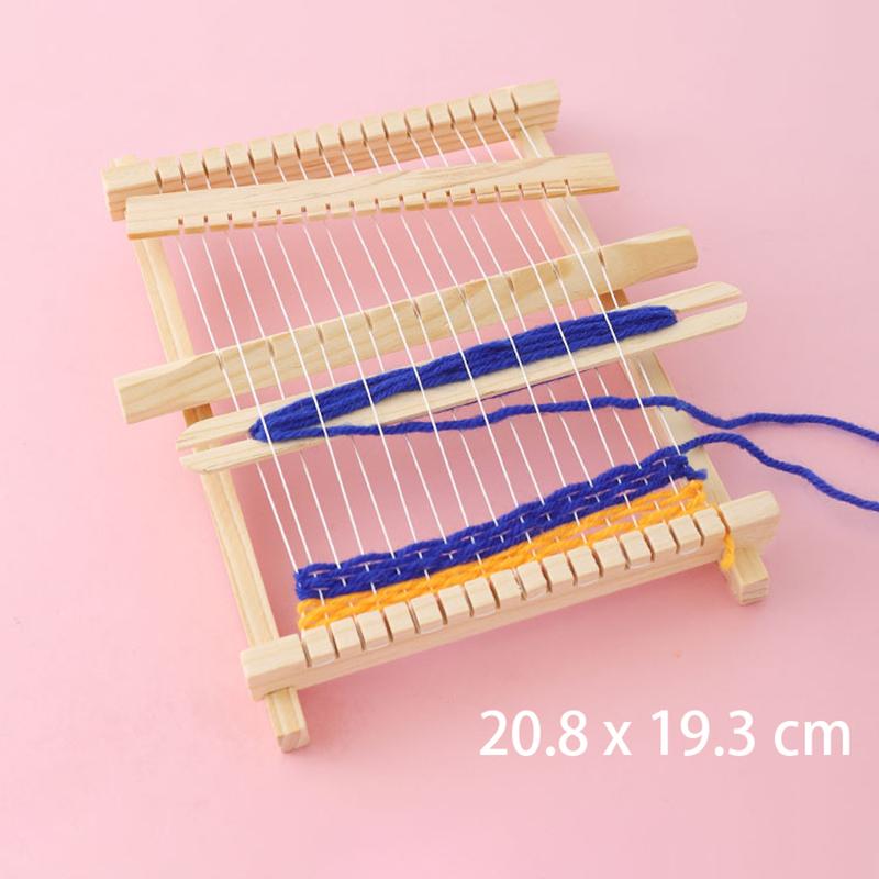 Children Wooden Diy Weave Loom Toys Set Pretend Play Hand Knitting Toys For Girls Household Knitting Machine Fine Motor Training