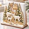 Sturdy Wood Tissue Holder Wooden Christmas Reindeer Napkin for Dining Table, Winter Forest Table Decor Theme Decorative Stand, Festive Kitchen