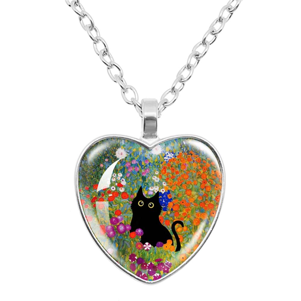 Gepersonaliseerde Kitten Kat Hart Hanger Ketting Dier Vorm Kunst Foto Glas Cabochon Sieraden Kinderen En Vrouwen