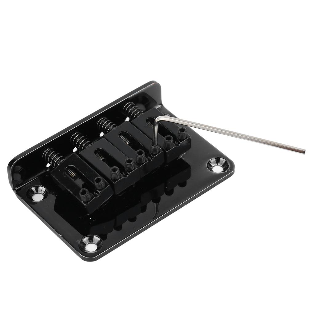 Electric Guitar Bridge 4 String Metal Fixed Hardtail Saddle Musical Instrument Accessories with Tool Set GA905 Black