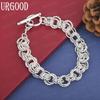 925 Sterling Silver Multi Ring Chain OT Buckle Bracelet Fashion Wedding Jewelry
