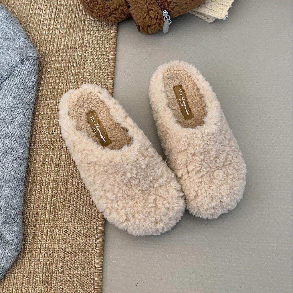 Baotou half slippers outer wear 2025 autumn and winter new comfortable versatile Mao Mao slippers