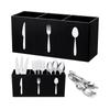 Acrylic Desktop Organizer 3 Compartments Pen Holder Silverware Knife, Fork and Spoon Cutlery