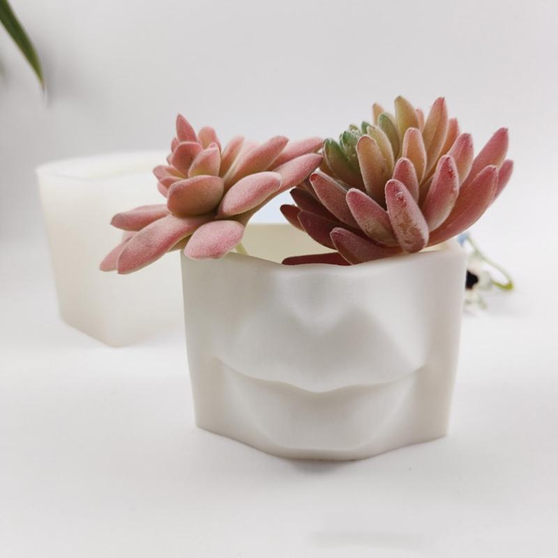 Geometric Lip Cup Shape Flower Pot Cement Silicone Mold Plaster Succulent Flower Pot Decoration Planting Potted Mold