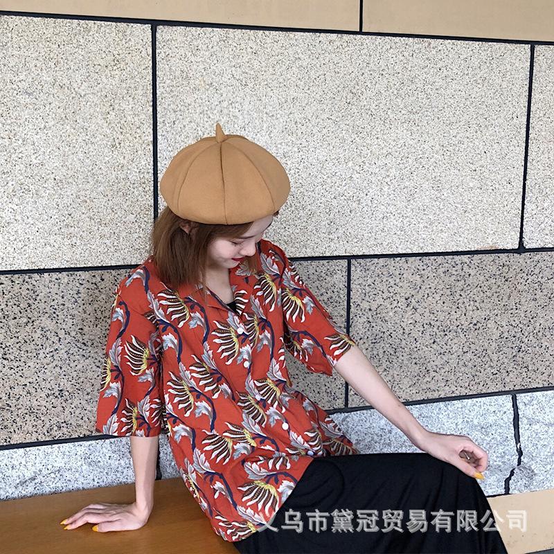 Autumn and winter three-dimensional beret women's versatile pumpkin hat British painter hat literary retro bud hat