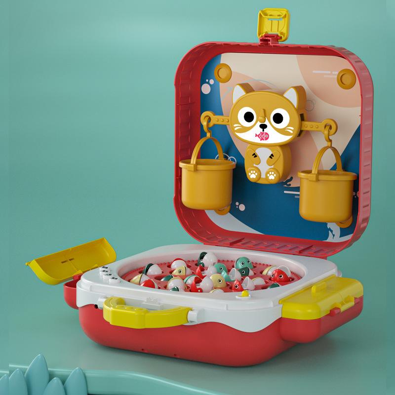 

Электрическая тележка для рыбалки Moe Duck, детские игры для раннего детства, многофункциональная магнитная вращающаяся платформа для рыбалки, игрушки красный