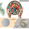 Retro My Garage My Rules Round Metal Signs 7.87x7.87Inch Aluminium Painting for Garage Wall Decor