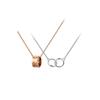 Clavicle Chain Small Double Ring Gilt Luster Alloy Necklace Women's Rose Gold & Silver N158N167