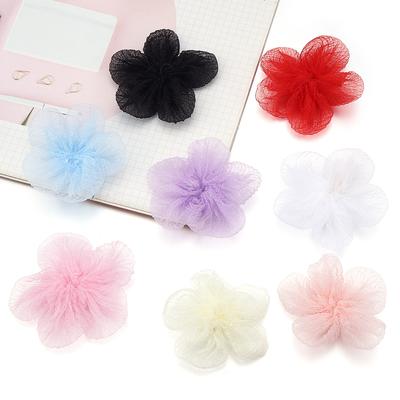 10 stuks 5,5 cm Organza Stof Bloemen Kleurrijk Vijfblaadjes Kunstbloem Voor DIY Bruiloft Feest Kleding Naaien Hoofddeksel Decor