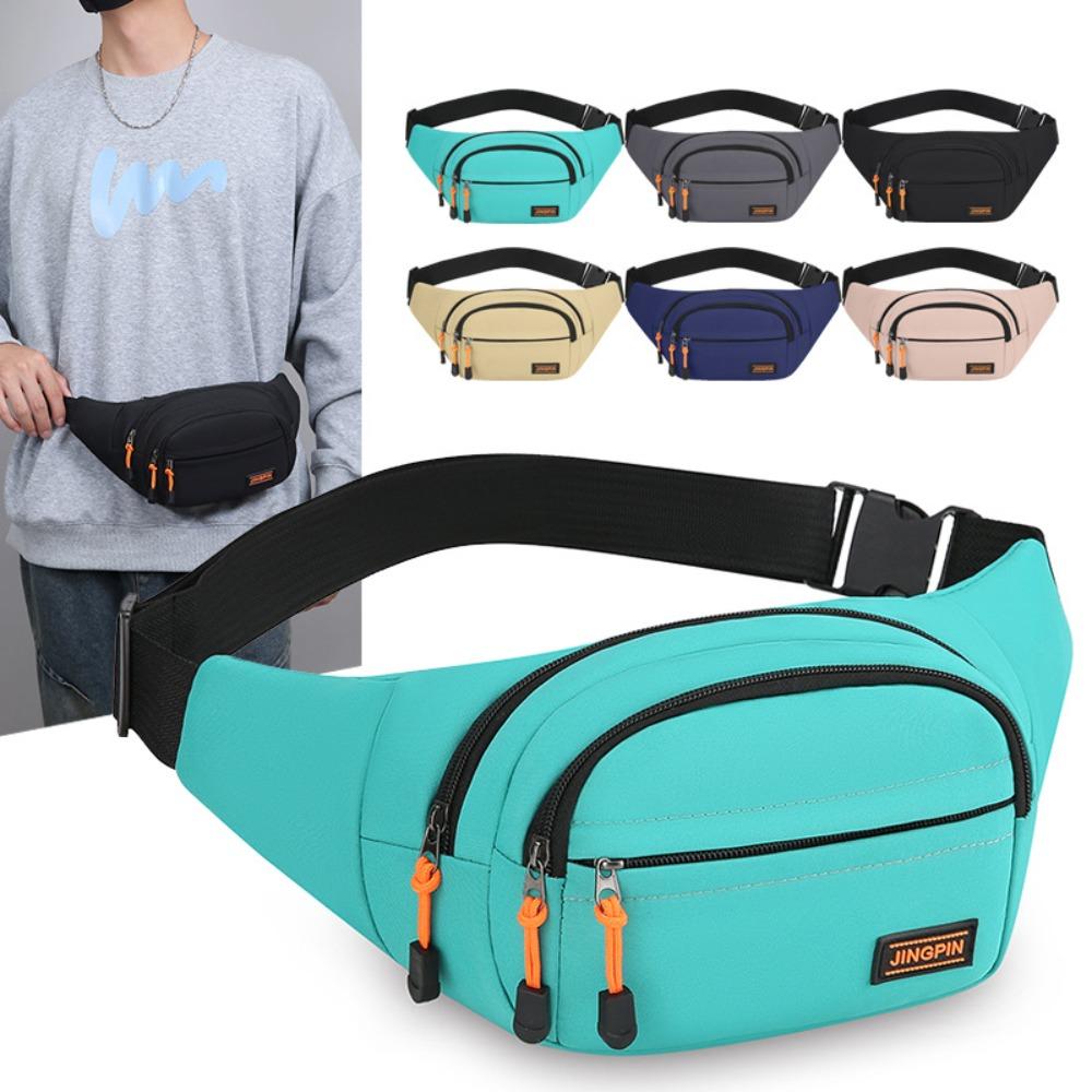 Waterproof Outdoor Waist Bag Nylon Sports Walking Bag Zipper Men Chest Bag Riding