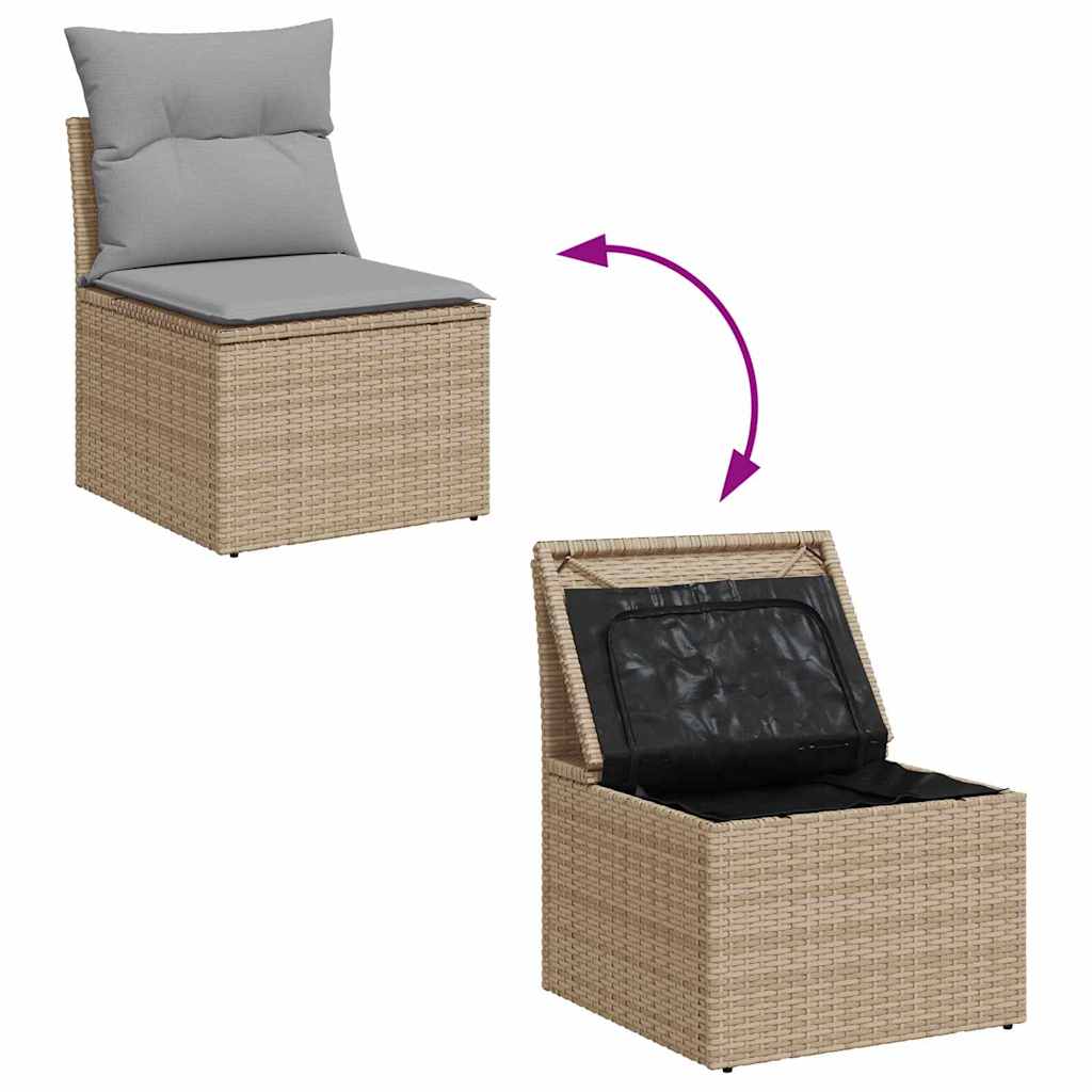 4 Piece Sofa Set with Cushions Beige and Light Grey Poly Rattan